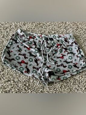 Cynthia Rowley Gray Holiday Dachshund Print Pajama Shorts